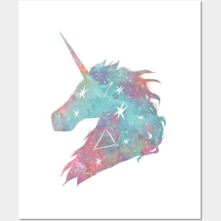 Watercolor Unicorn Stars Posters and Art